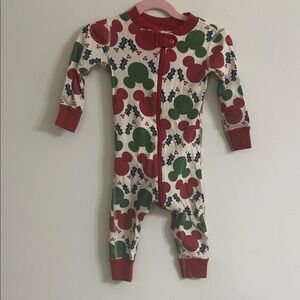 Toddler Holiday Mickey Print One-Piece Pajamas - Red & Green Hanna Anderson